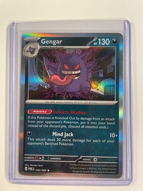 Pokemon Gengar Holo Trading Card - Purple, Black, Red